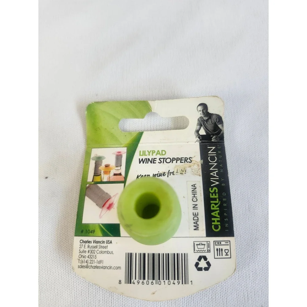 Charles Viancin Lilypad Wine Stopper Green Silicone Bottle Plug BPA Free #1049